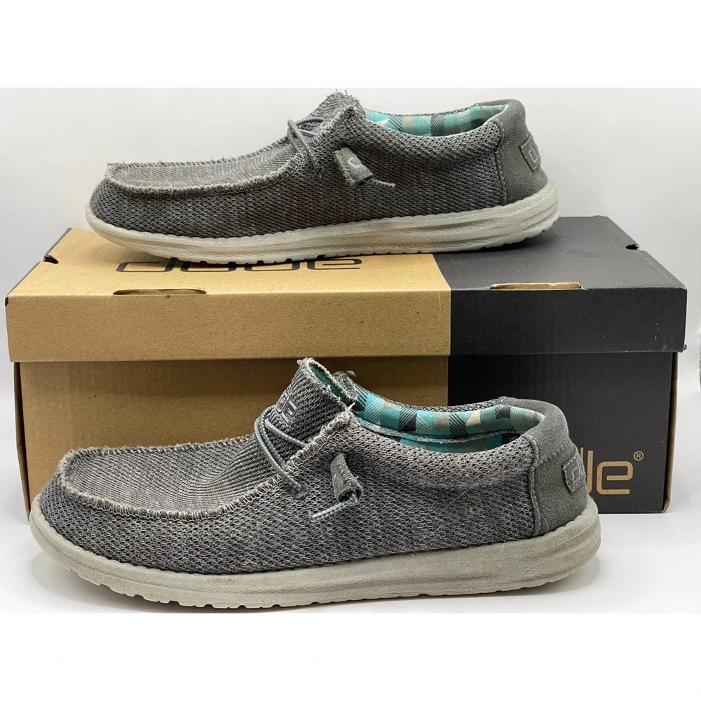 Hey Dude Men's Wally Sox Shoe Gray Size‎ 8 Comfortable Lightweight Slip-On